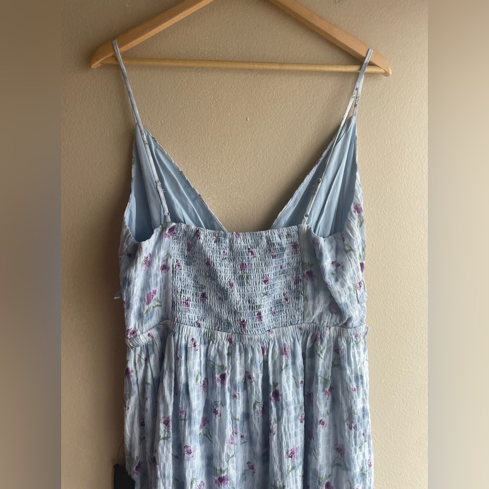 New Lulus Women Floral Blue Maxi Dress Size XL - Picture 6 of 10